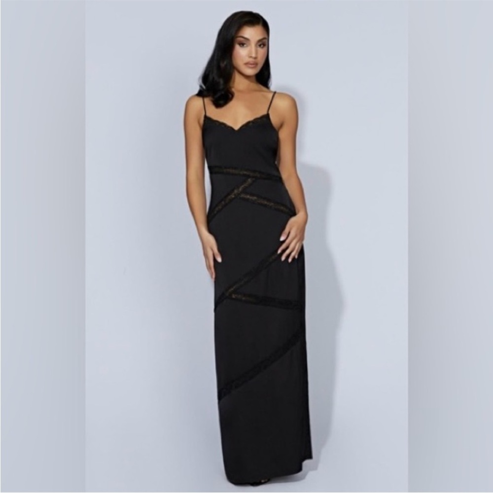 NWT MESHKI  Prue Spliced Full Length Lace Dress-Black SIZE: XS